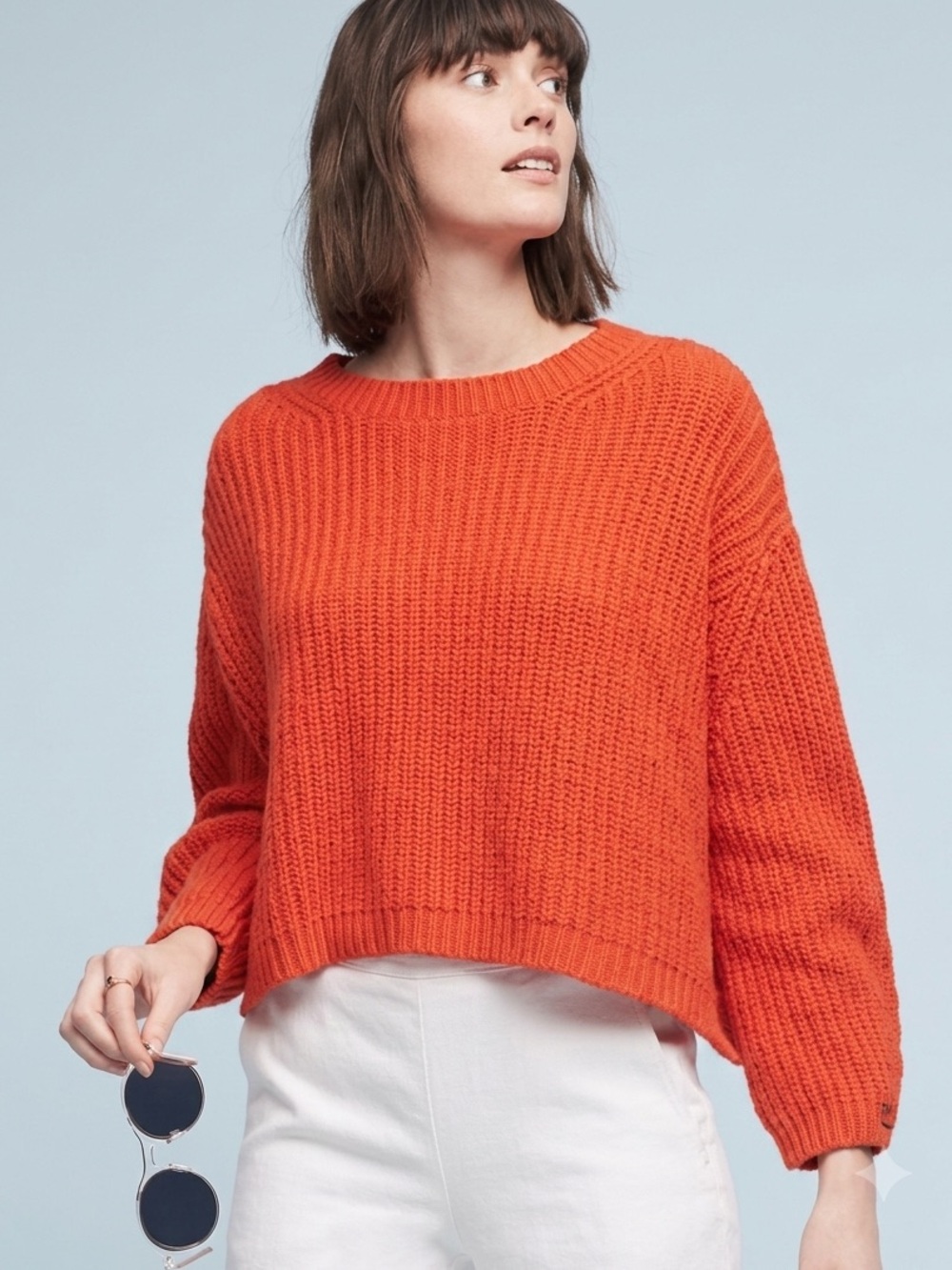 Anthropologie Moth Baja Cropped Chunky Oversized Ribbed Knit Sweater XS
